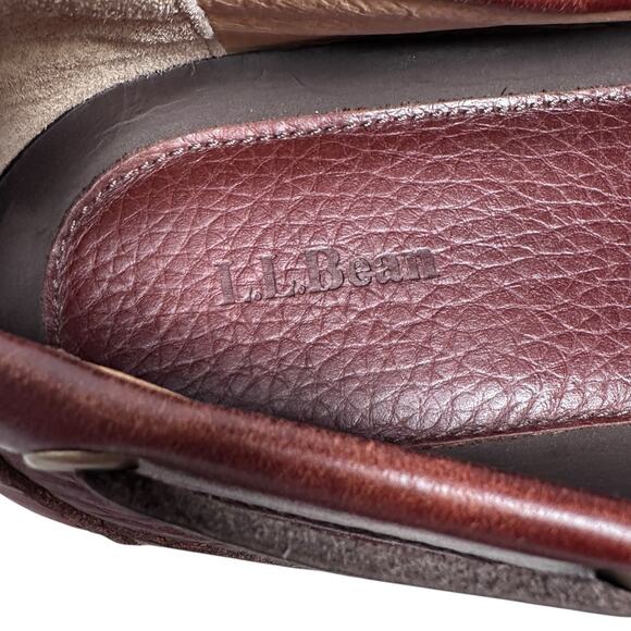 LL Bean Allagash Bison Leather Loafers Men’s 12 EE Wide Brown Lace Up Shoes - Picture 7 of 9